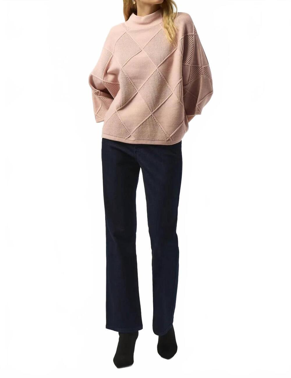 NEW JOSEPH RIBKOFF textured mock neck sweater in rose